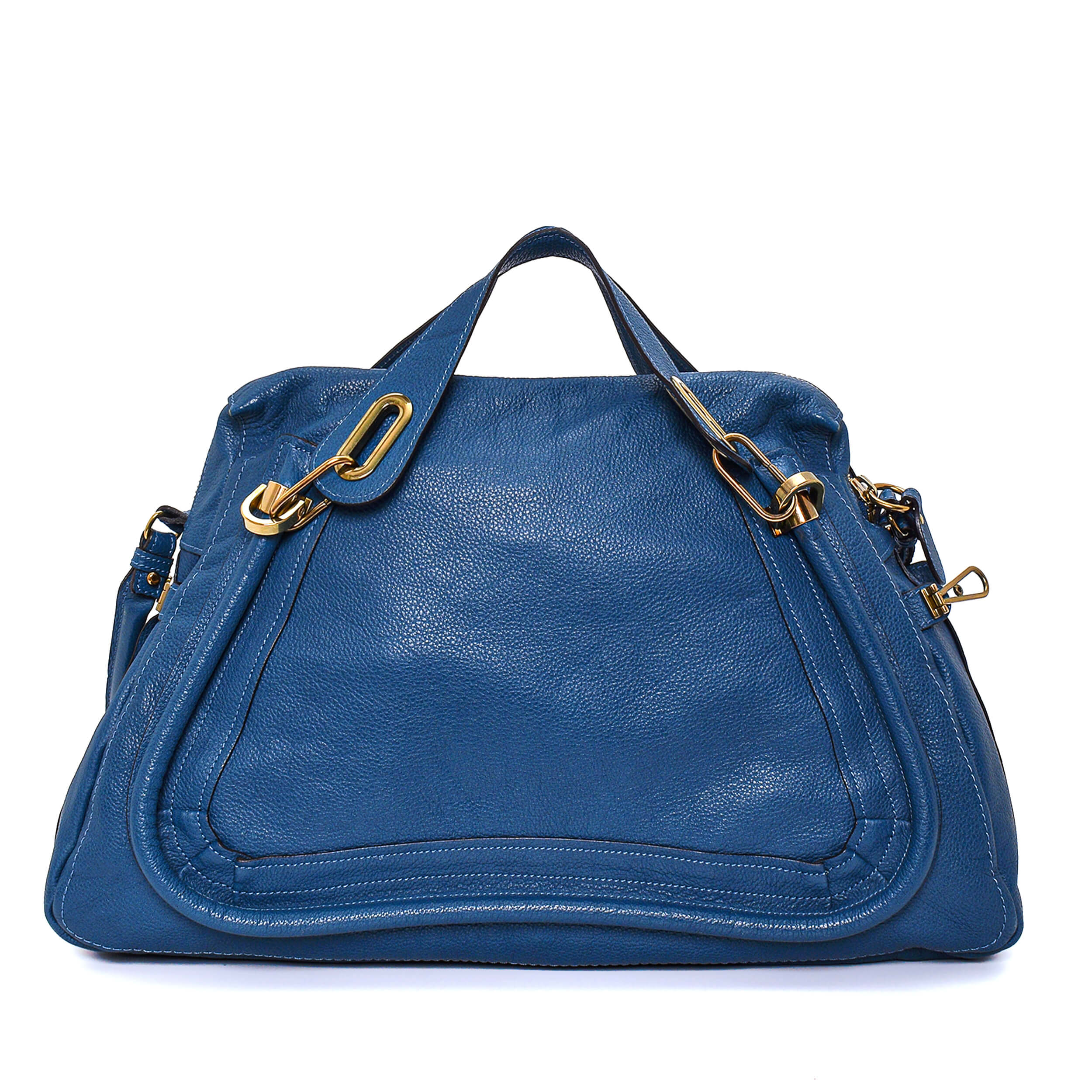 Chloe - Navy Blue Leather Large Paraty Bag
